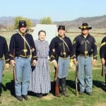 Civil War Re-enactment Participants with Loretta Wood Corbett in center, the granddaughter of Walter Wood. Photo Courtesy of Gary Wilkinson